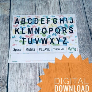 Tabla de alfabeto de pared / Tablero de comunicación / Constructor de oraciones Montessori / Autismo no verbal / Descarga digital (imprimible)