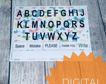 wall alphabet chart, Communication Alphabet board,Montessori, Sentences builder,Autism Non-verbal Digital Download printable D2