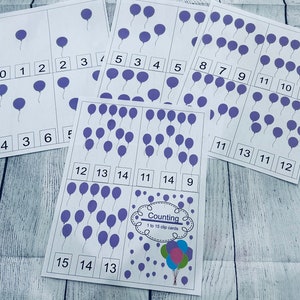 ballon paarse klemkaarten, getallen die tellen van 1 tot 15, activiteiten voor studenten, homeschoolleeractiviteit Montessorikinderen, druk werk