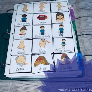 Kaart met 700 afbeeldingen voor communicatie, logopedie, autisme non-verbaal, speciale behoeften, schema, montessori, visuele hulpmiddelen digitale download (p