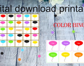 Bingo, Color balloons recognizing matching , color bingo game ,Autism Non-verbal, preschool learning, Digital Download printable