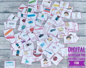 400 Bündel Bildkarten für Kommunikationsbildkarten, Logopädie, Autismus, besondere Bedürfnisse, Stundenplan, Montessori, digitaler Download