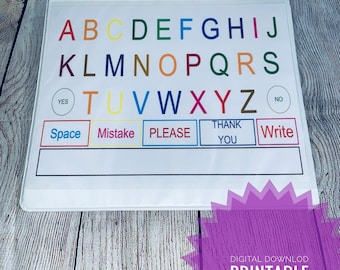 AAC boards Adult or kids for Communication, Alphabet board, Montessori, Sentences builder, Autism Non-verbal Digital Download printable