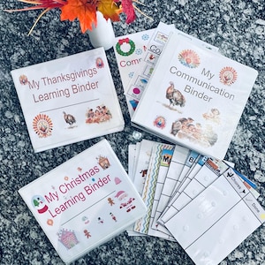 Thanksgiving + Kerstmis autisme communicatiefoto's 300 kaartenmap spraak ABA-therapie educatief kind speciale behoefte 2 drukke werkactiviteiten