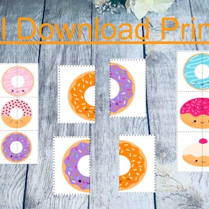 Atividade de donuts correspondentes | Centro pré-escolar e infantil | Download digital para impressão | Atividade de aprendizagem divertida