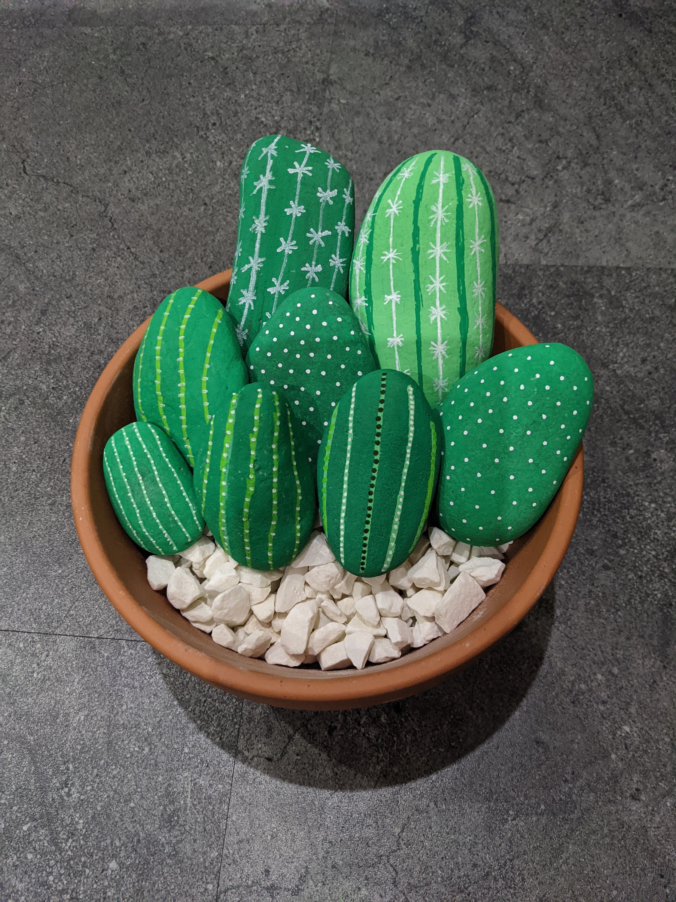 Hand painted cactus pots/painted cactus/painted rocks/painted Etsy