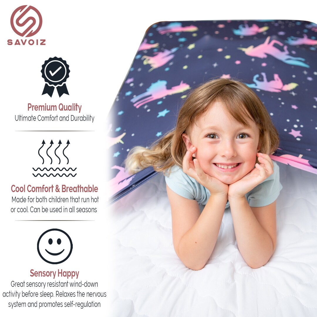 Sensory Sheet for Kids Twin Size Full Size Solar System & Unicorn