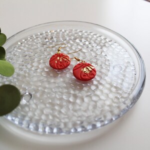 CLAY EARRINGS | red & gold | handmade | lightweight | nickel free