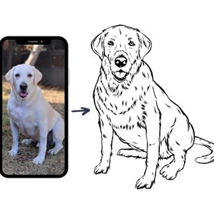 Custom Pet Full Body Drawing from Photo - Drawing Great For Wedding Napkins, Cups, Plates - Digital SVG Download for DIY Projects