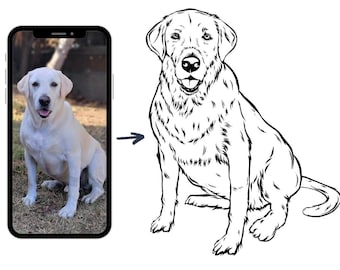 Custom Pet Portrait Drawing: Full Body SVG for DIY Crafts (Digital Download)