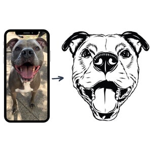 Custom Pet Face Drawing from Photo - Great For Wedding Napkins, Cups, Plates - Digital SVG Download for DIY Projects - Cat, Dog, Horse, Etc.