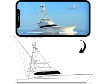 Custom Boat Line Art: Vector File Drawing (Digital Download)