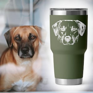 Custom Engraved Pet Tumbler - Hand Drawn - Stainless Steel Tumbler with Your Pet&#39;s Face - Insulated Tumbler - Pet Lover Gift - Ships from FL
