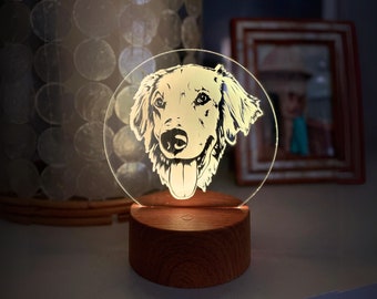 Custom Pet Portrait Light: Hand-Drawn Engraved LED Night Light