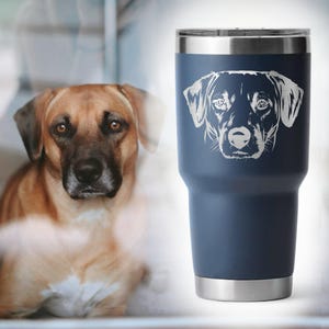 Custom Engraved Pet Tumbler - Stainless Steel Tumbler with Your Pet's Face - Insulated  Tumbler - Hand Drawn - Father's Day Gift - Pet Lover