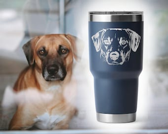 Custom Engraved Pet Tumbler - Stainless Steel Tumbler with Your Pet&#39;s Face - Insulated  Tumbler - Hand Drawn - Father&#39;s Day Gift - Pet Lover