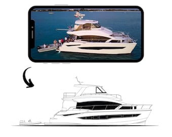 Custom Boat Line Art: Vector File Drawing (Digital Download)