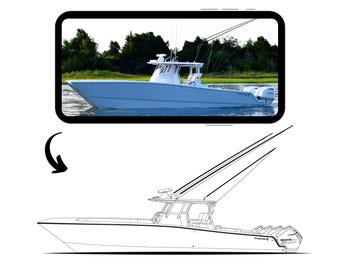 Custom Boat Line Art Drawing: Vector File (Digital Download)