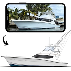 Full Color Boat Line Art - Custom Boat Line Drawing - Vector File Download - Center Console- Boat SVG, AI, PDF- Great for Tumblers & Shirts