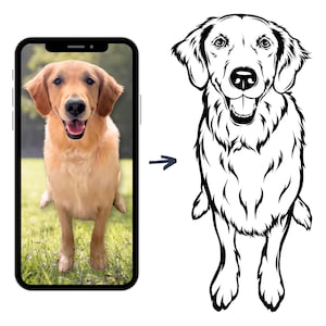 Custom Pet Full Body Drawing from Photo - Drawing Great For Wedding Napkins, Cups, Koozies - Custom Dog SVG - Digital Vector Download