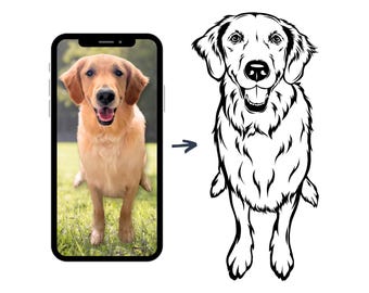 Custom Pet Portrait Drawing: Full Body Dog SVG (Digital Download)