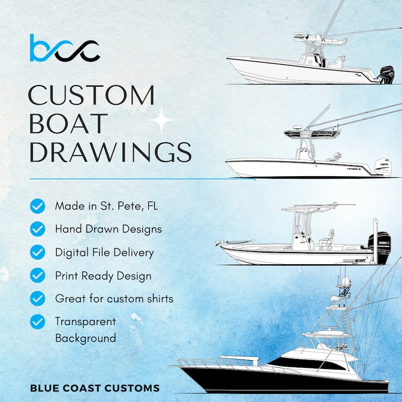 Custom Boat Line Art: Vector File Drawing (digital Download) - Etsy ...