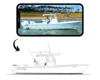 Custom Boat Line Art: Vector File Drawing (Digital Download)