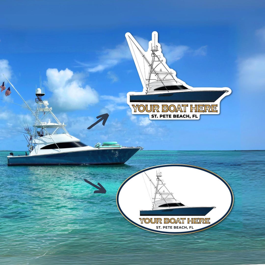Custom Boat Sticker | Personalized Line Drawing | Waterproof Vinyl ...