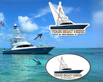 Custom Boat Sticker | Personalized Line Drawing | Waterproof Vinyl Decal for Boats, Coolers, Trucks, & More