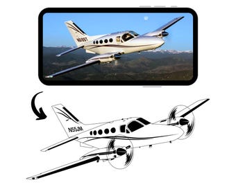Custom Airplane Line Art Drawing: Personalized Aviation Gift (Digital Download)