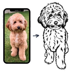 Custom Pet Full Body Drawing from Photo - Drawing Great For Wedding Napkins, Cups, Koozies - Custom Dog SVG - Digital Vector Download