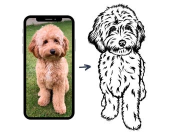 Custom Pet Portrait Drawing: Full Body Dog SVG (Digital Download)