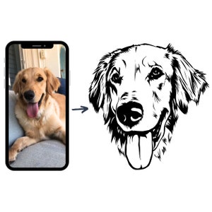 Custom Dog Face Drawing from Photo - Great For Koozies, Wedding Napkins, Cups, Plates - Digital SVG Download for DIY Projects - Pet Portrait