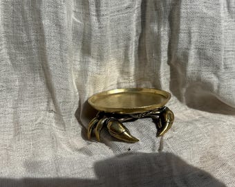 Brass Crab Trinket Dish – Vintage Coastal Decor or Candle Holder