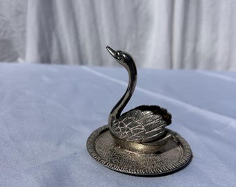 Vintage Silver Swan Trinket Dish – Elegant Engraved Detail