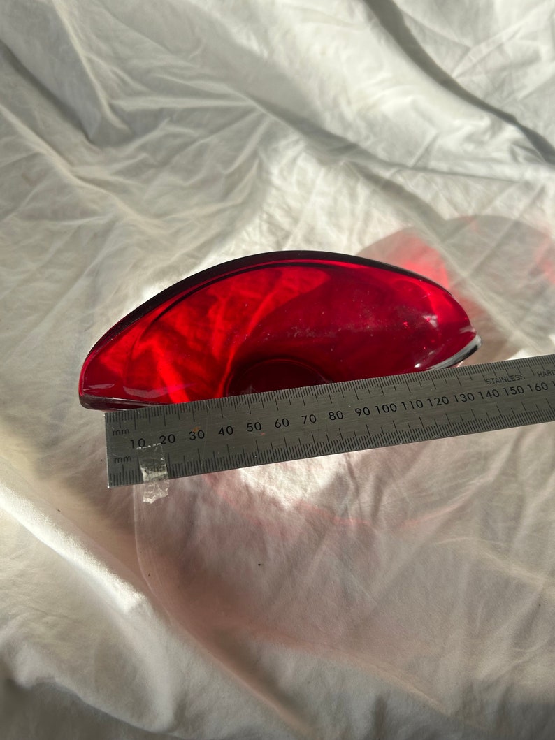 Vintage Red Glass Biomorphic Bowl image 6