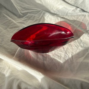 Vintage Red Glass Biomorphic Bowl image 1