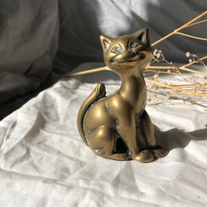 Vintage Brass Siamese Cat