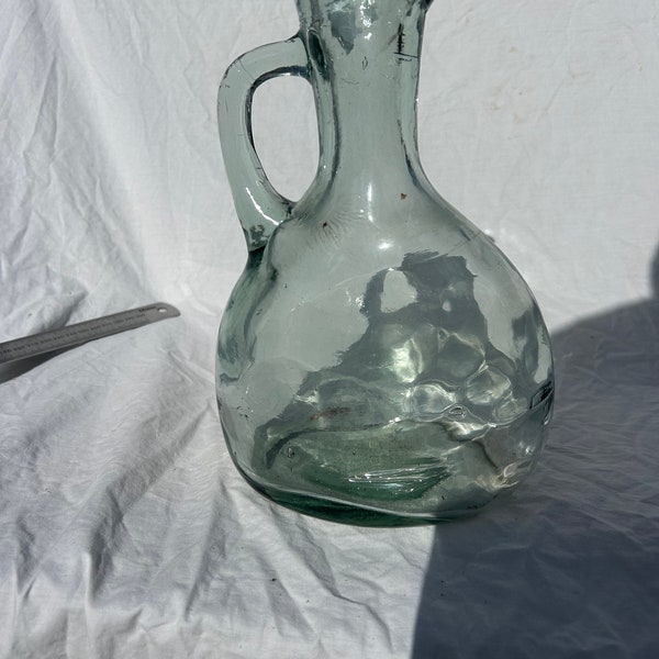 Vintage Clear Glass Jug Vase