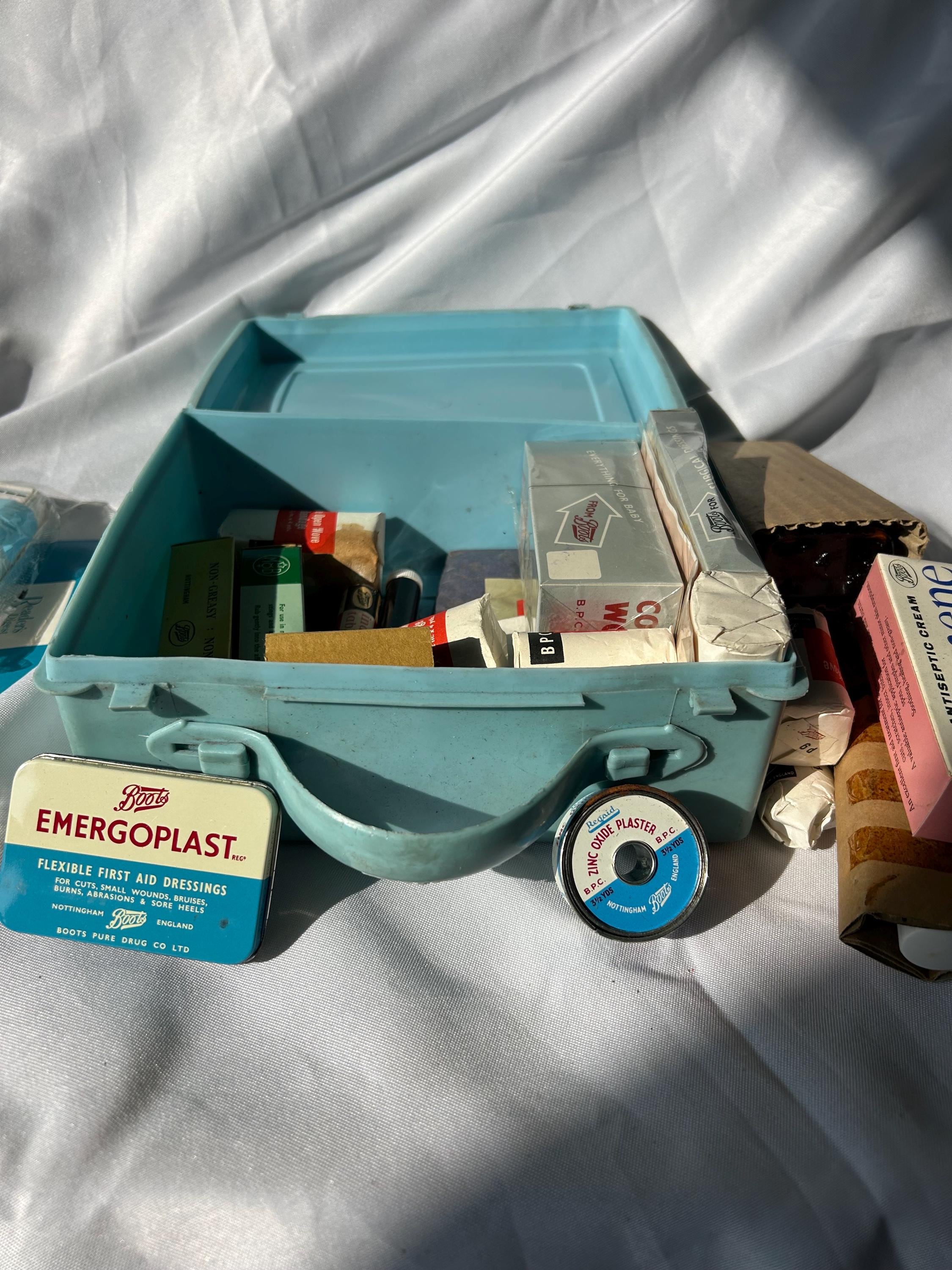 Vintage Boots First Aid Kit – Pale Blue Case with Original Contents – Nottingham, England