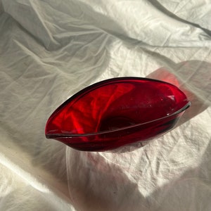 Vintage Red Glass Biomorphic Bowl image 5