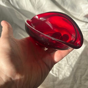 Vintage Red Glass Biomorphic Bowl image 2