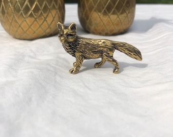 Vintage Small Brass Fox