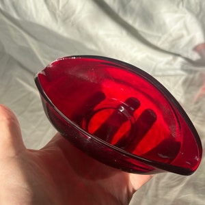 Vintage Red Glass Biomorphic Bowl image 4