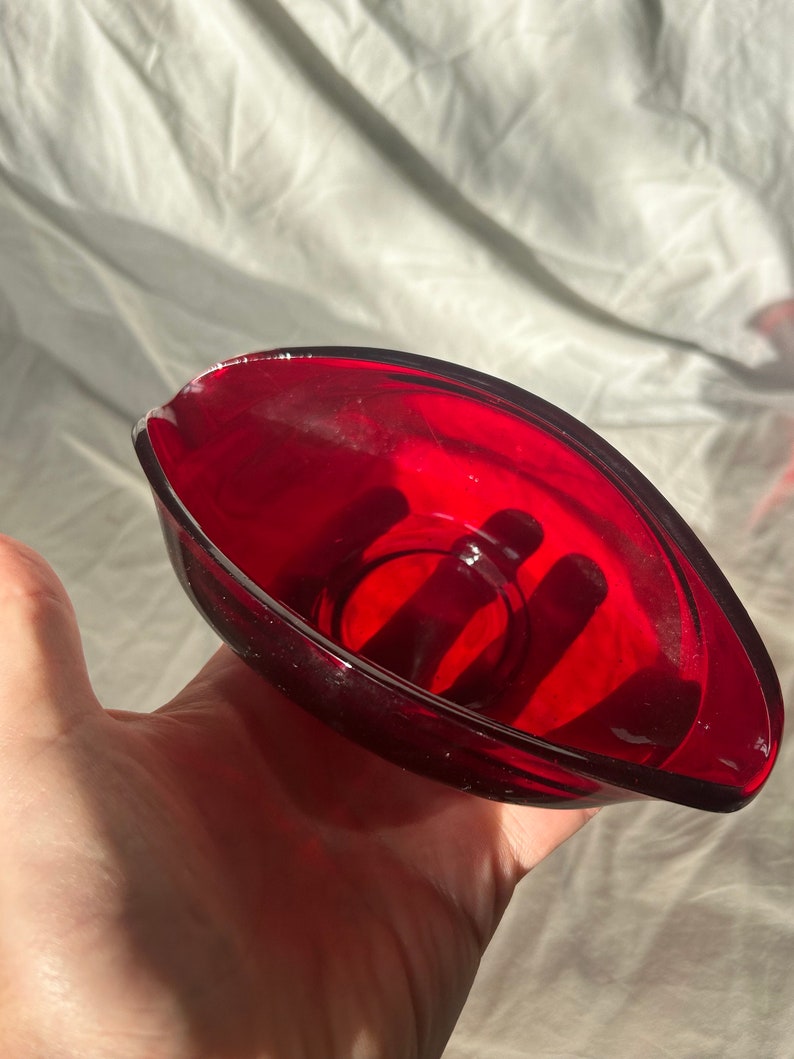 Vintage Red Glass Biomorphic Bowl image 4