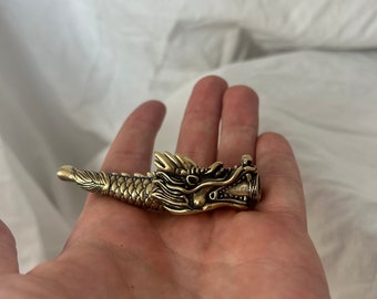 Vintage Brass Short Dragon Pipe