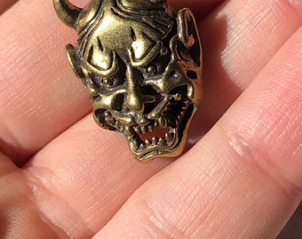 Vintage Brass Japanese Goth Devil Skull Mask