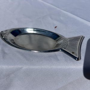 Vintage Fish-Shaped Metal Dish – Silver Tone Trinket Tray from USSR