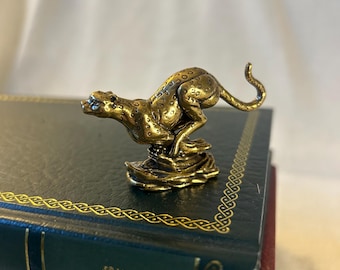 Vintage Brass Pouncing Cheetah