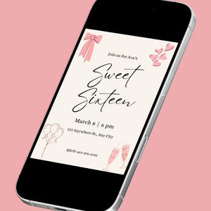 16th Birthday Invitation, Teen Girl Sweet Sixteen Party Invite, Editable Sweet 16 Template, Modern Birthday Invitation, Instant Download